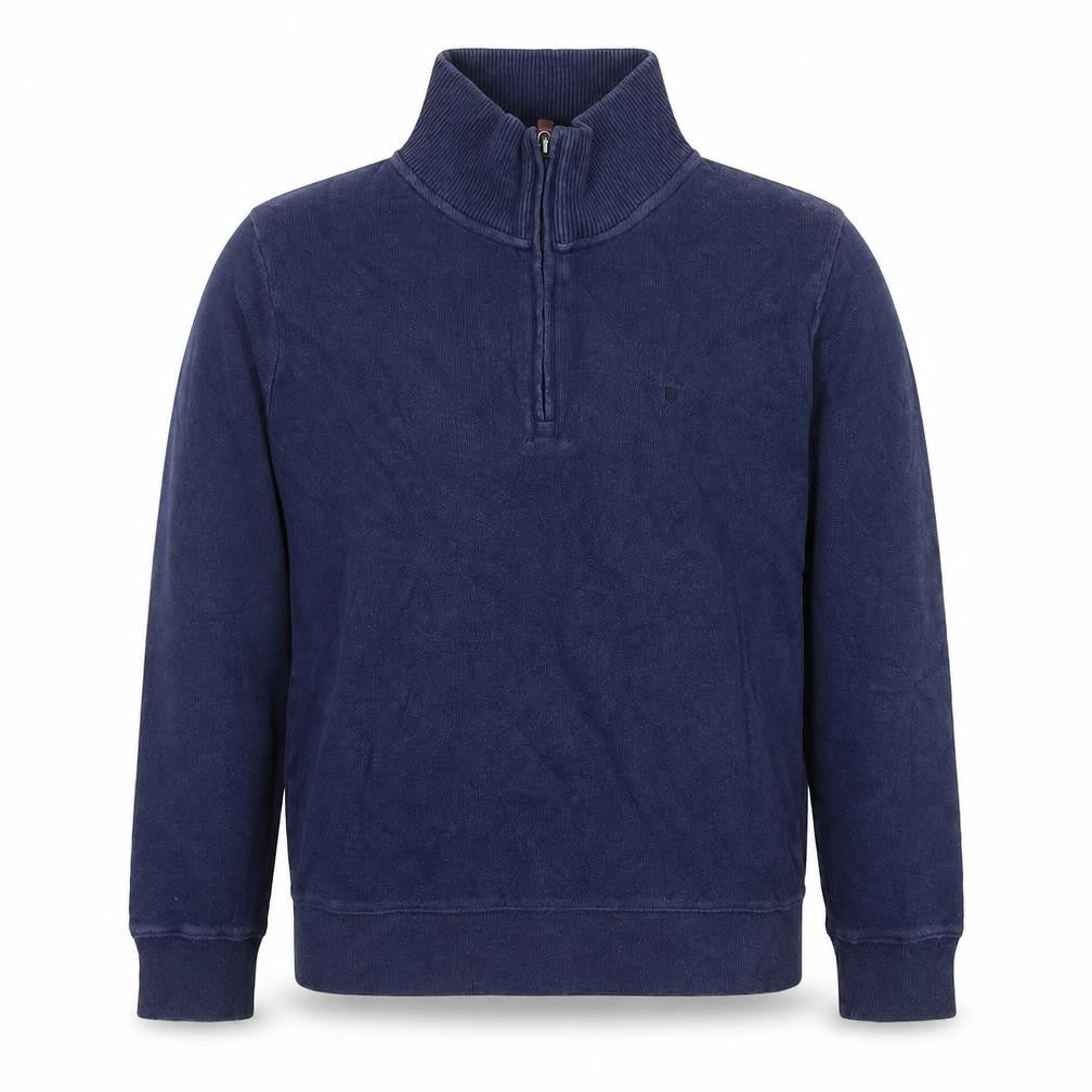 Front view of GANT Men's Blue 1/4 Zip Cotton Sweatshirt, size S