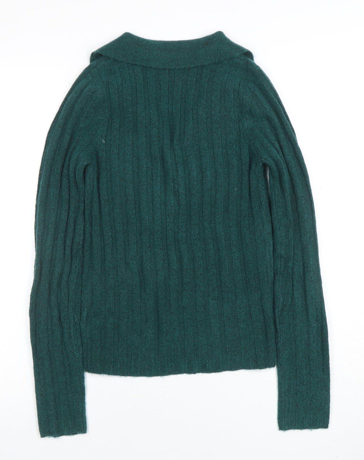 ASOS Women Green Collared Ribbed Knit Pullover Jumper Size 8