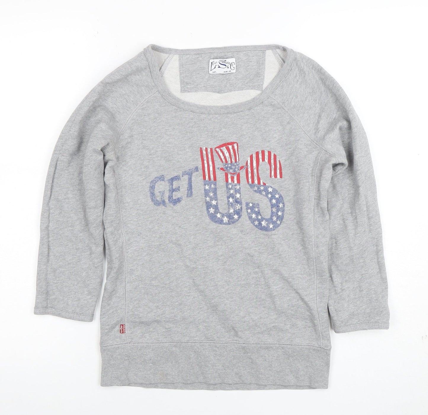 Levi's Women Grey XS Pullover Sweatshirt Graphic Print Cotton