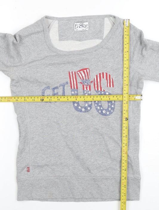 Levi's Women Grey XS Pullover Sweatshirt Graphic Print Cotton
