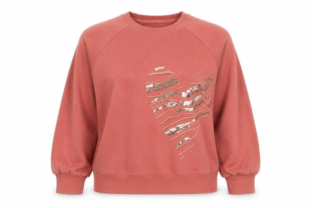 Next Women’s Pink Sequin Heart Pullover Sweatshirt Size L