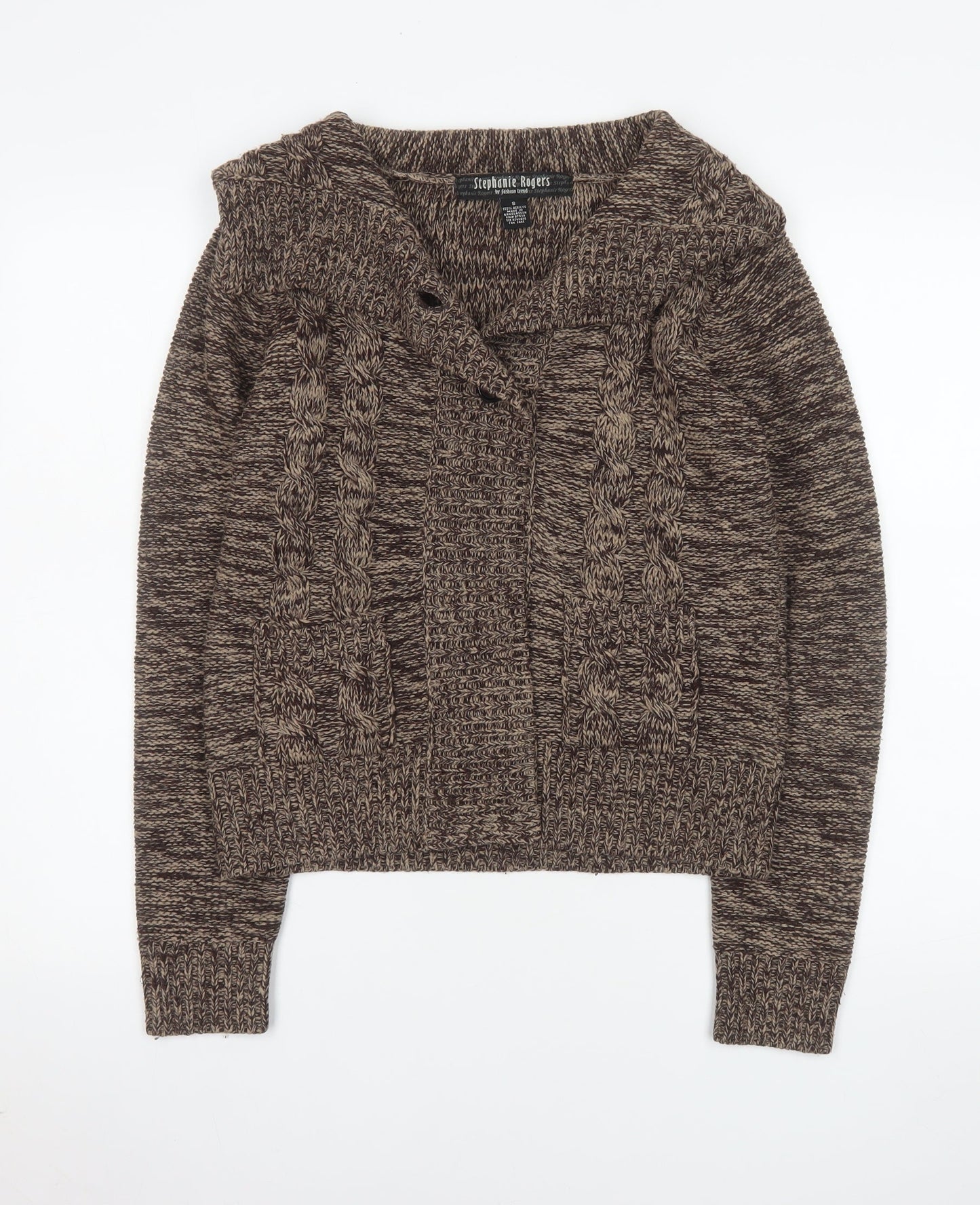 Stephanie Rogers Women’s Brown Cable-Knit Acrylic Pullover Jumper S
