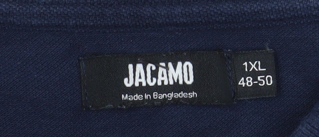 Jacamo Men's Blue 1XL Cotton Short Sleeve Polo Shirt