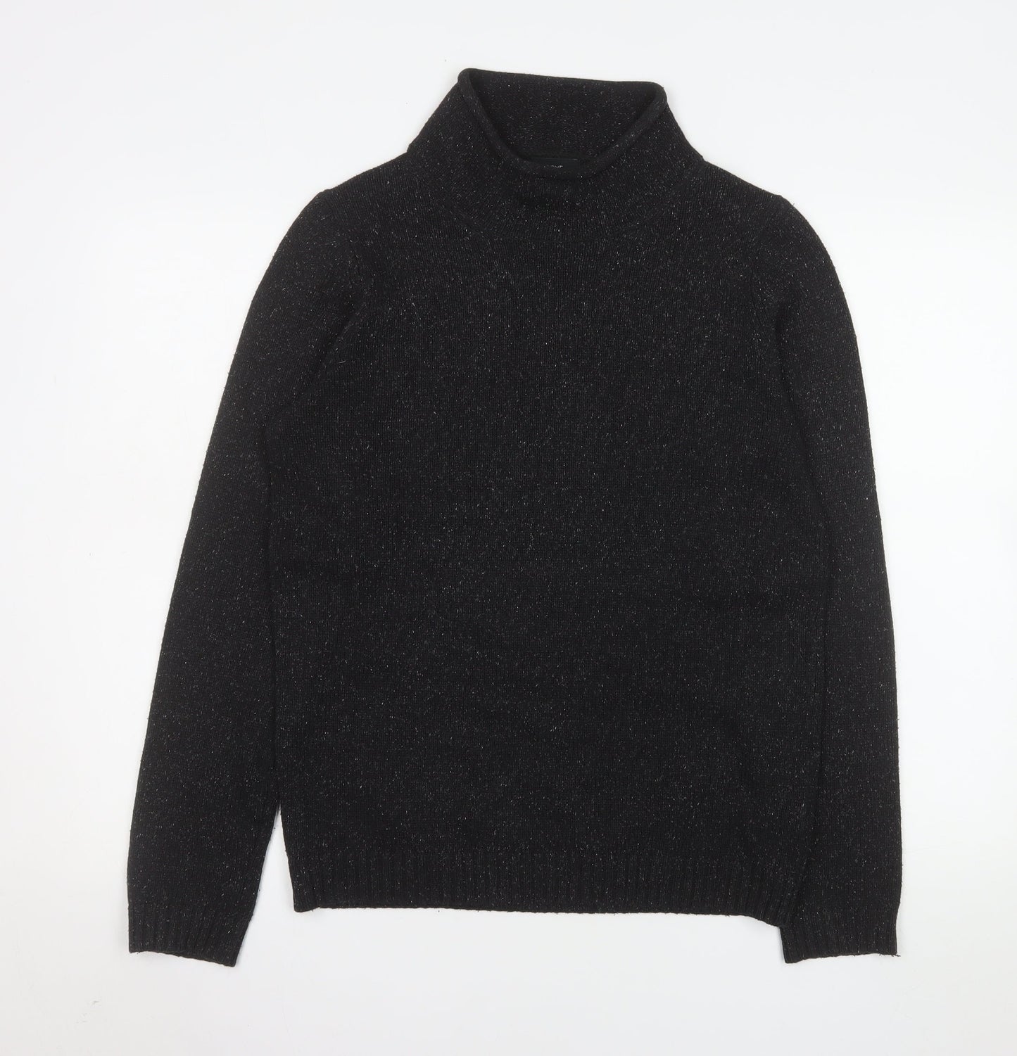 Next Men’s Black Roll Neck Jumper Small Acrylic Silk Blend