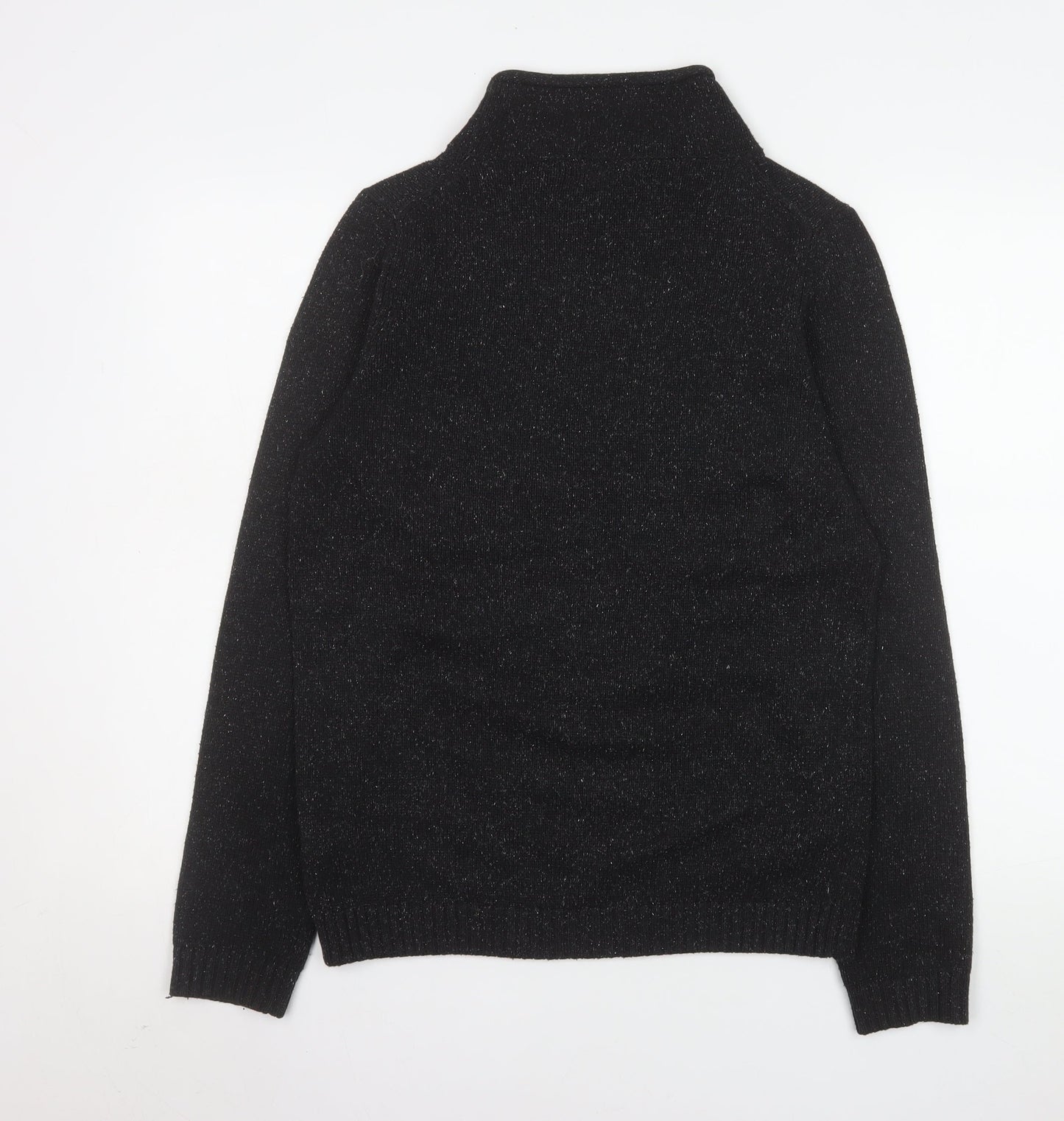Next Men’s Black Roll Neck Jumper Small Acrylic Silk Blend