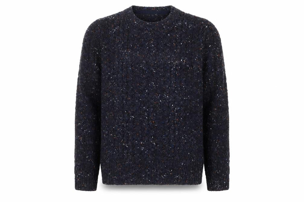 Burton Menswear London Men’s Blue Cable Knit Crew Neck Jumper Medium