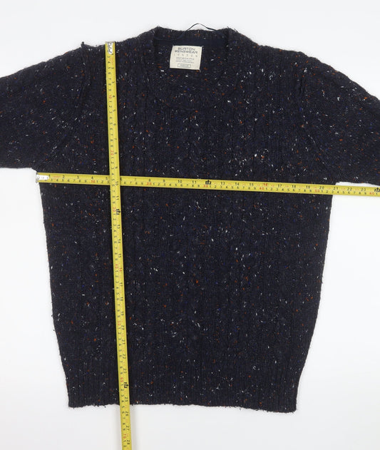 Burton Menswear London Men’s Blue Cable Knit Crew Neck Jumper Medium