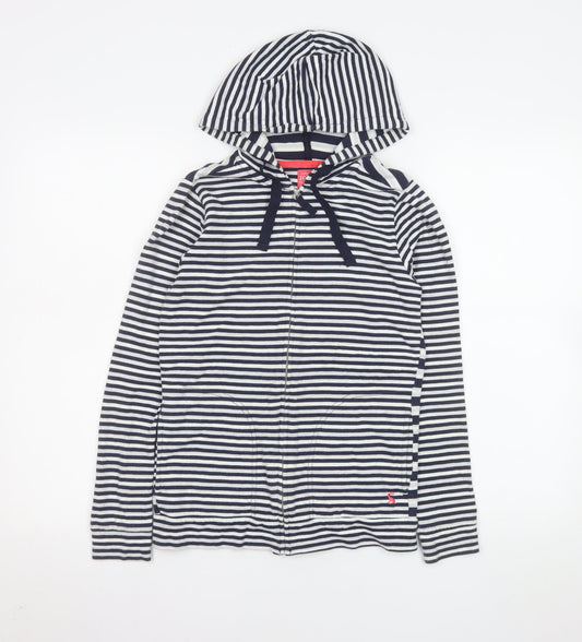 Joules Women's Blue Striped Hooded Full Zip Jacket Size 6