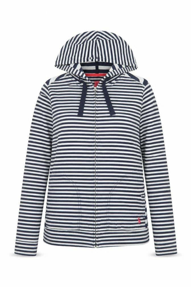 Joules Women's Blue Striped Hooded Full Zip Jacket Size 6