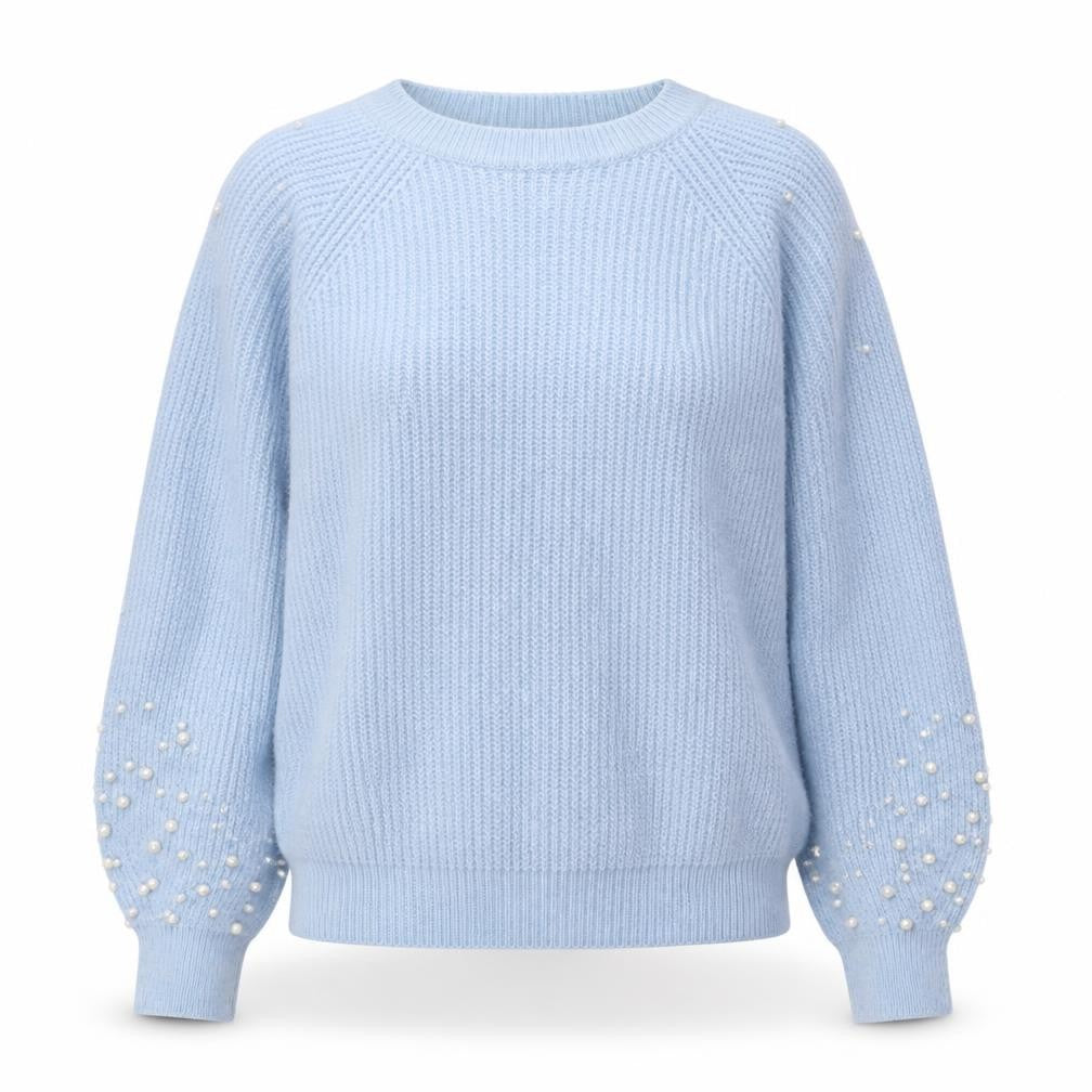 Marks and Spencer Women Blue Beaded Knit Jumper Medium