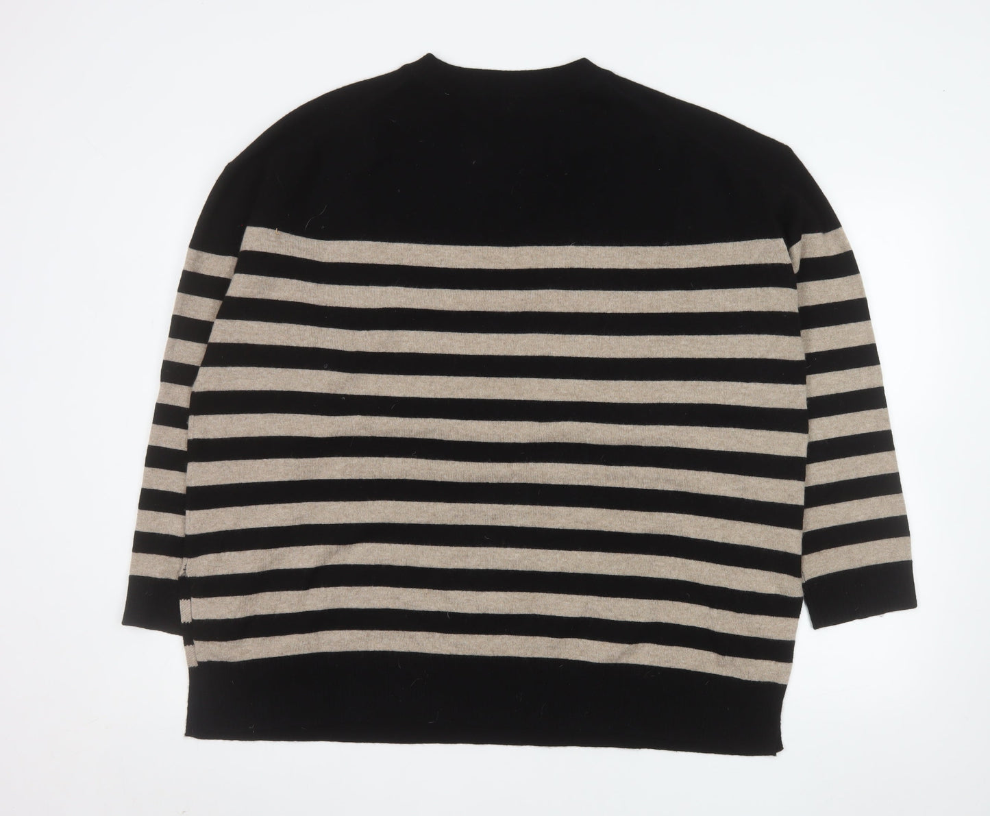 Marks and Spencer Autograph Women’s Black Beige Striped Cashmere Jumper XL