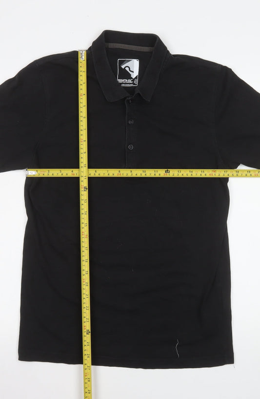 Regatta Great Outdoors Men's Black Polo Shirt Size M Cotton Casual