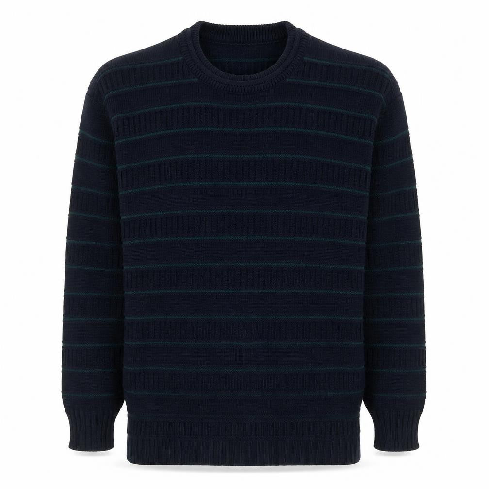 Marks and Spencer Men's Blue Striped Acrylic Pullover Jumper S