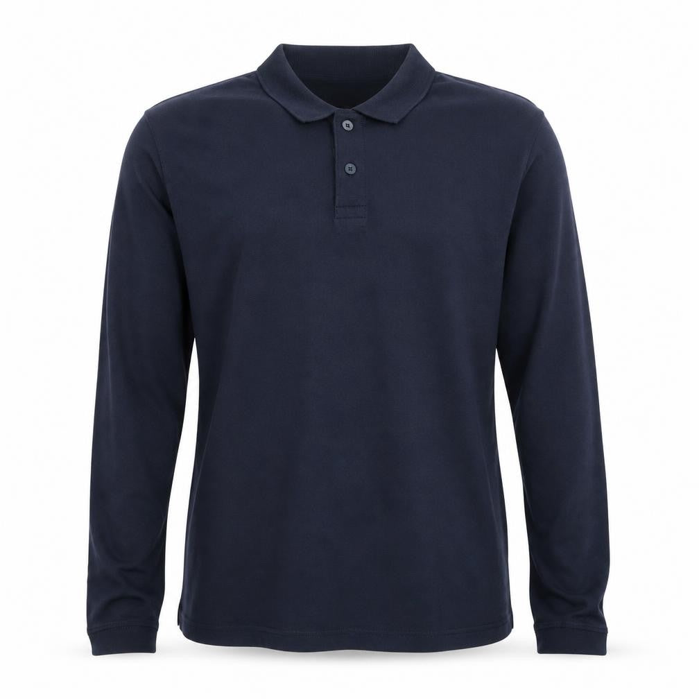 Topman Mens Blue Long Sleeve Cotton Polo Shirt Size M