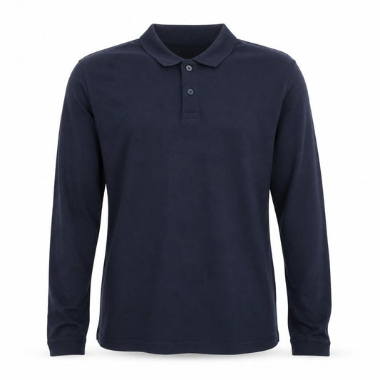 Topman Mens Blue Long Sleeve Cotton Polo Shirt Size M