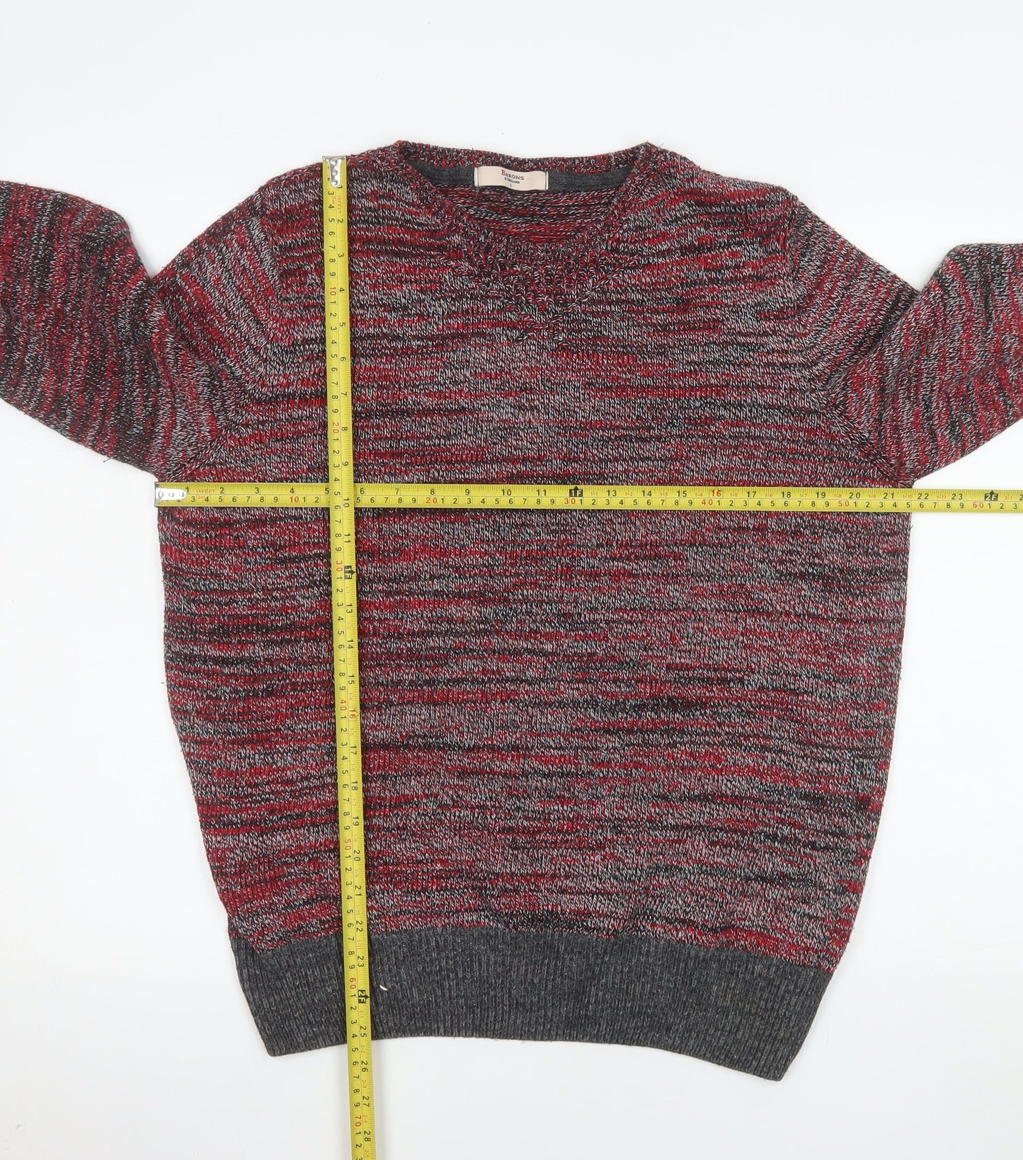 Barons of England Mens Multicoloured L Crew Neck Knit Pullover Jumper