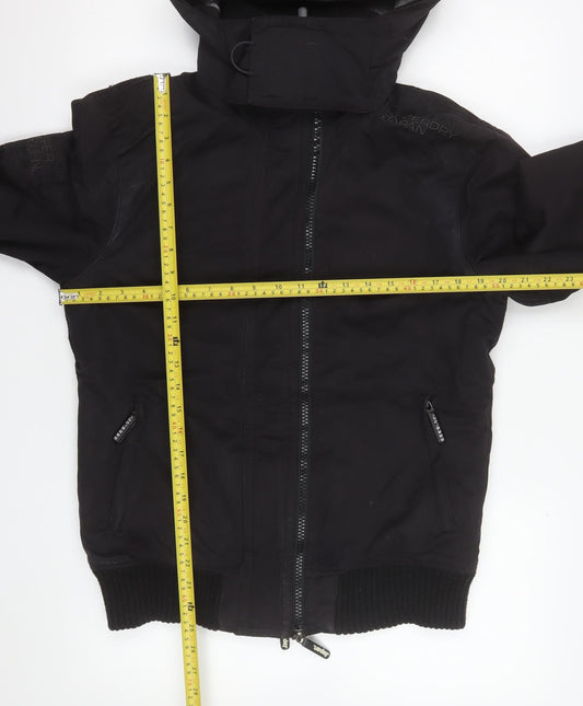 Superdry Men's Black Medium Microfibre Windbomber Hooded Jacket
