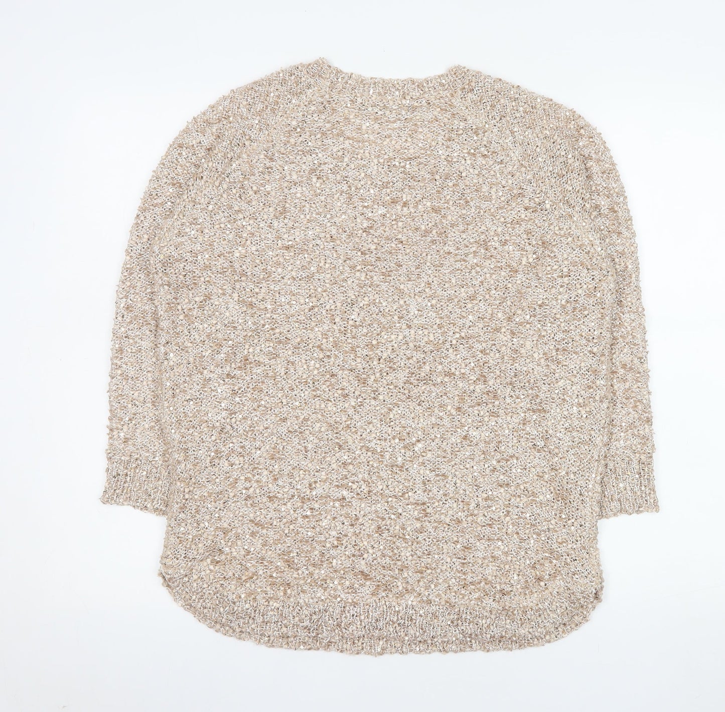David Emanuel Women's Beige Sequin Knit Pullover Jumper M