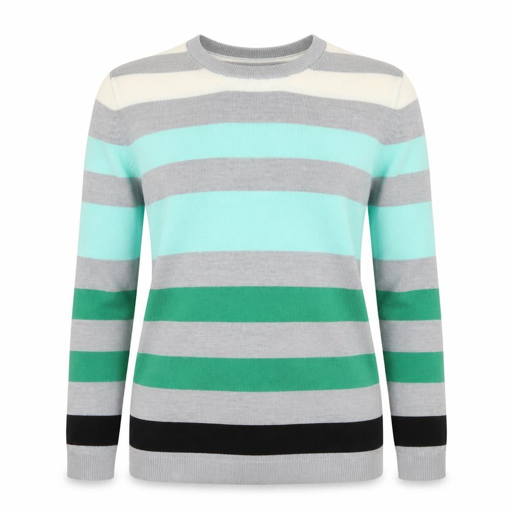 Marks and Spencer Women’s Green Mix Striped Acrylic Jumper Size 12