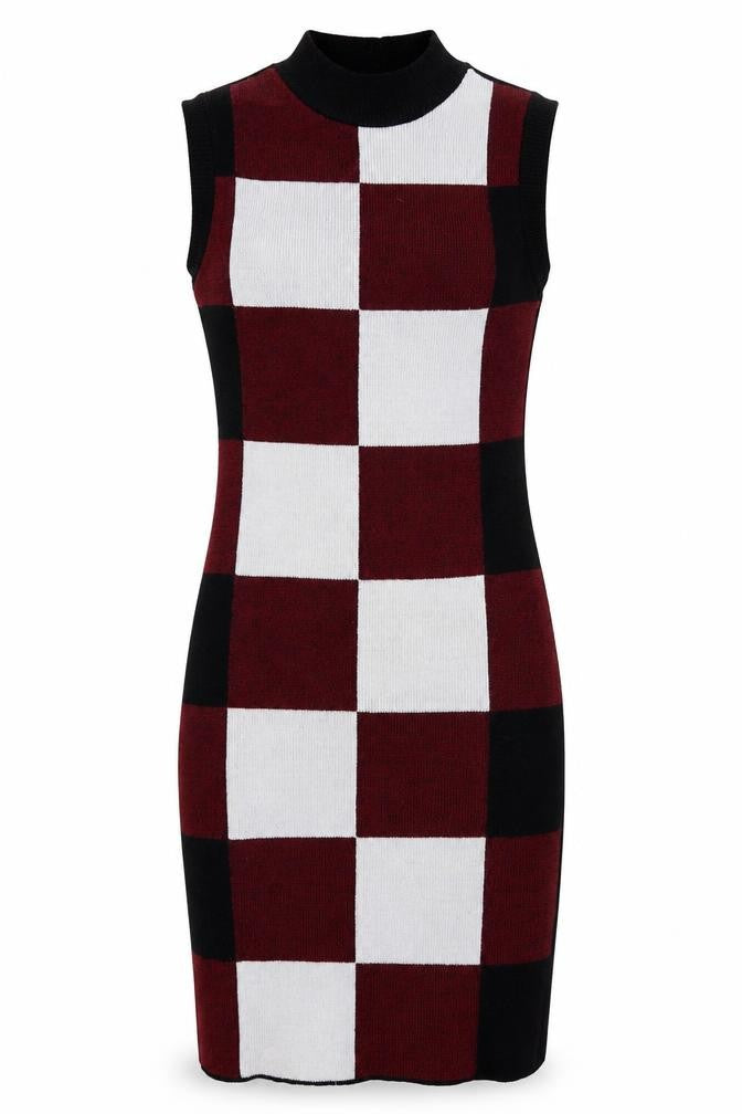 AX Paris Women’s Multicoloured S Bodycon Knit Check Dress