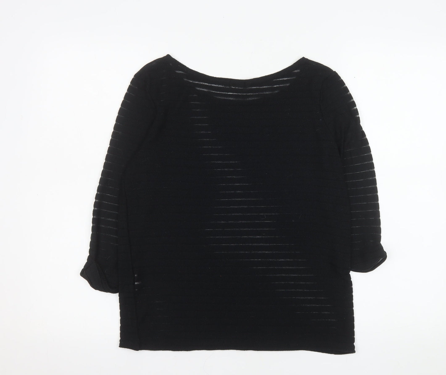 River Island Women's Black Size 12 Boat Neck Open Knit 3/4 Sleeve Jumper