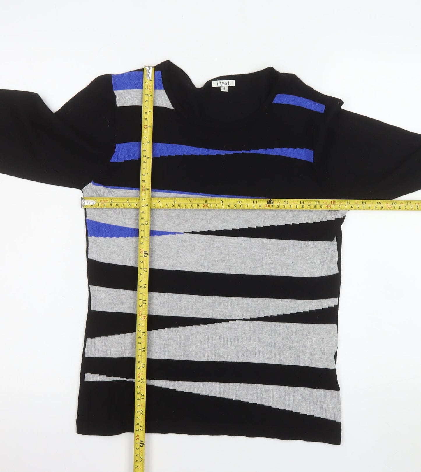 Next Women's Black Striped Crew Neck Pullover Jumper Size S