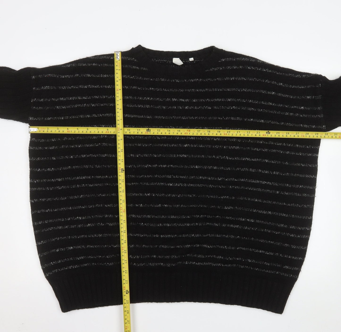 AND/OR Women’s Black Striped Knit Pullover Jumper Size 12