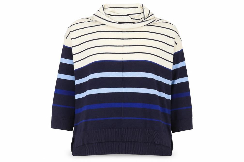 ISLE Collection Women's Multicoloured Striped Cowl Neck Jumper L