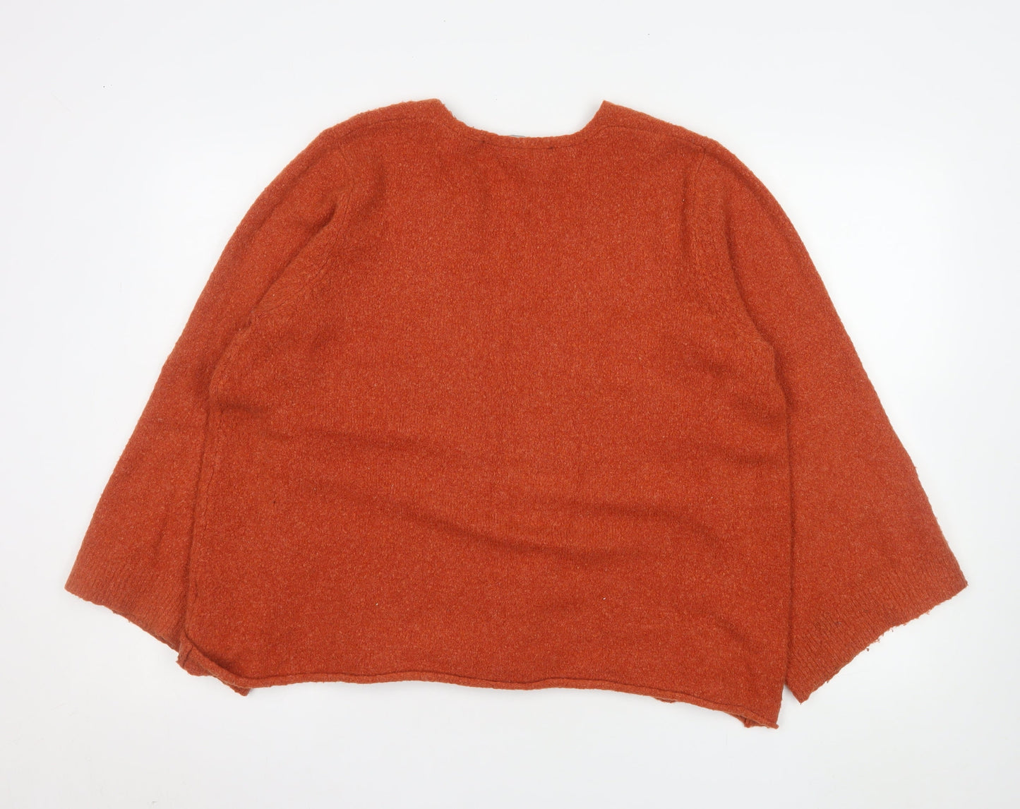 French Connection Women's Orange V-Neck Knit Jumper Size S
