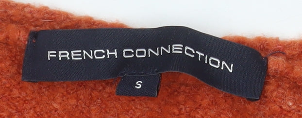French Connection Women's Orange V-Neck Knit Jumper Size S