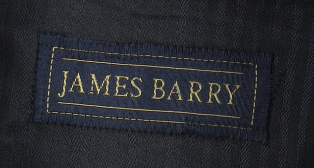 James Barry Mens Black 46 Regular Pleated Wool Blend Dress Trousers