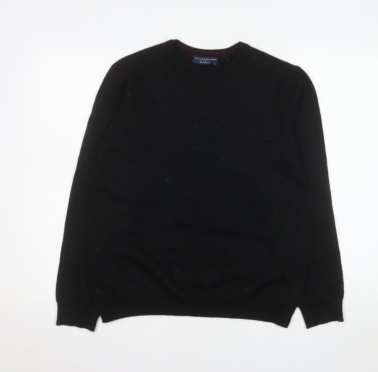 William & Edwards Men’s Black Wool Blend Crew Neck Jumper XL