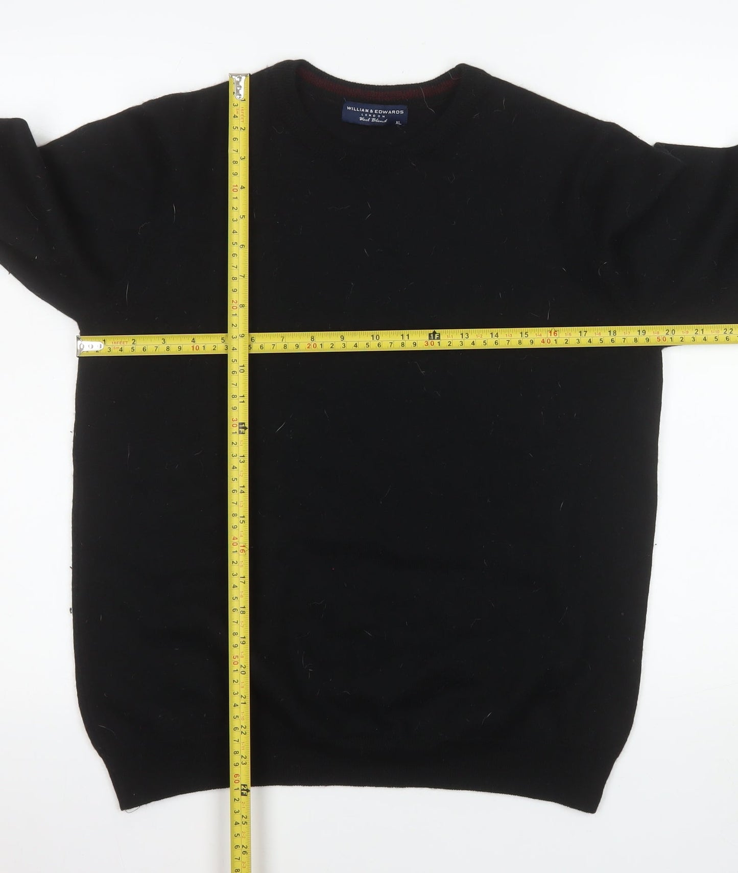 William & Edwards Men’s Black Wool Blend Crew Neck Jumper XL