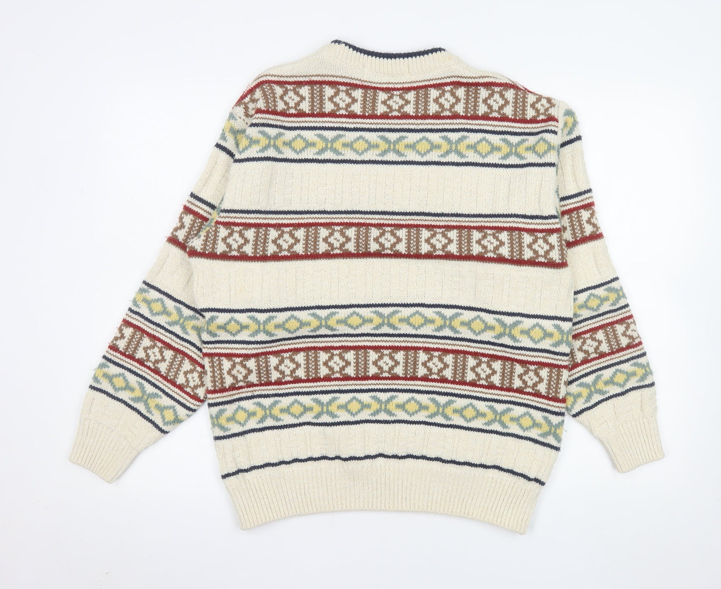 Marks and Spencer Men's Beige Fair Isle Wool Blend Pullover Jumper S