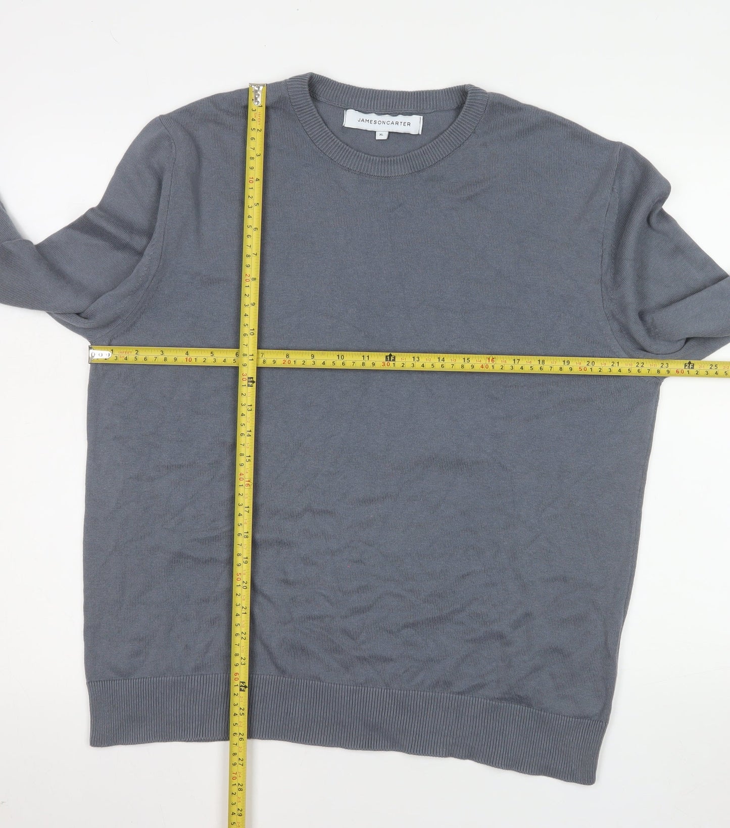 Jameson Carter Men's Grey XL Crew Neck Cotton Blend Pullover Jumper