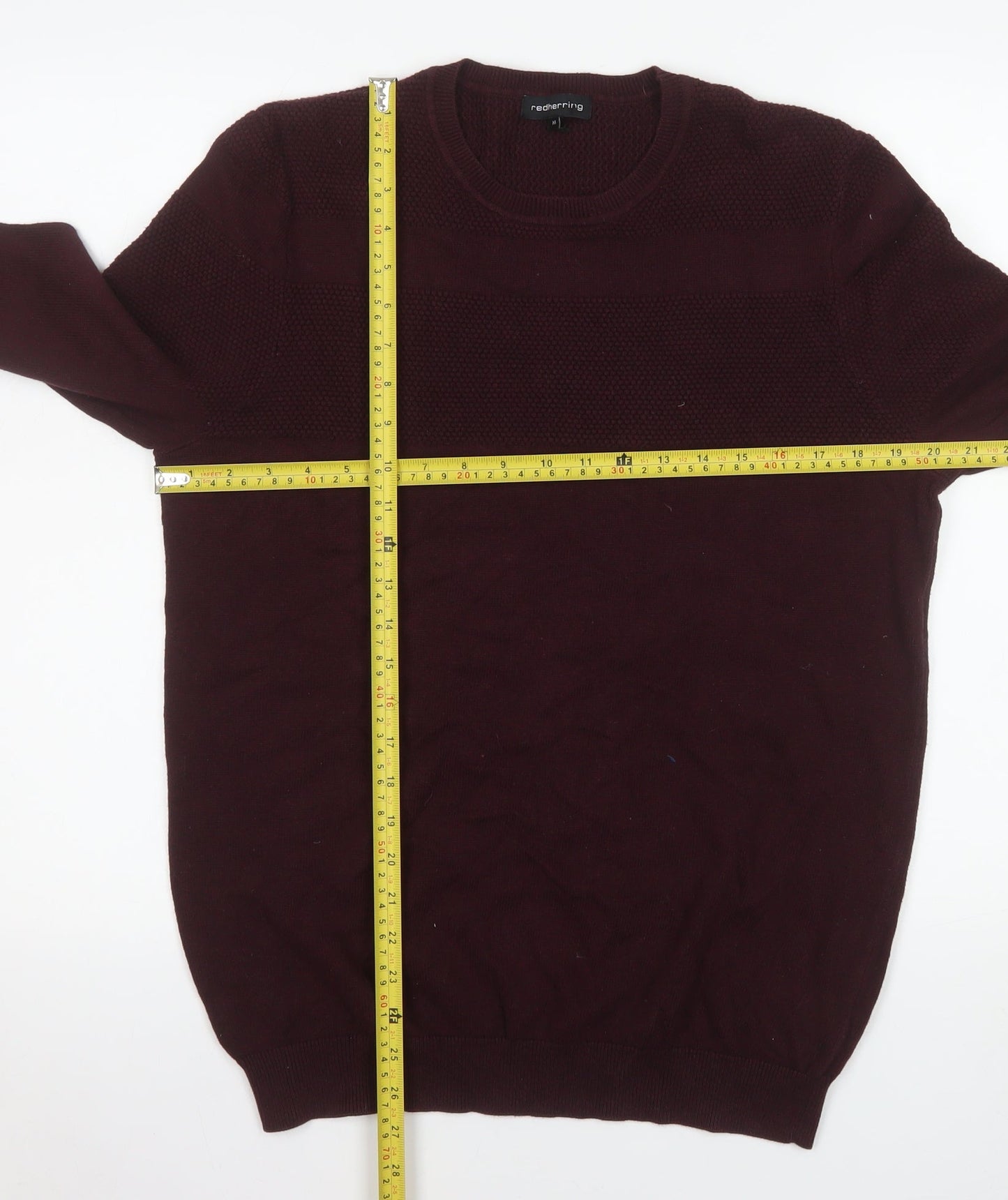 Red Herring Men's Red Cotton Crew Neck Pullover Jumper M