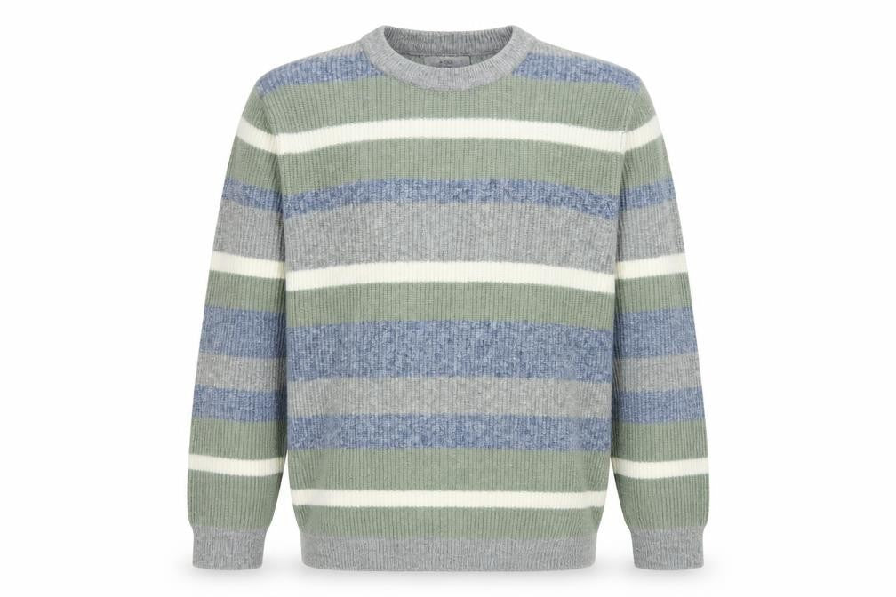 Marks and Spencer Men's Multicoloured Stripe Wool Blend Jumper L