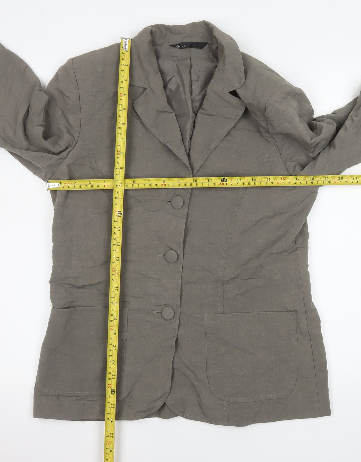 BHS Women’s Grey Linen Blend Blazer Jacket Size 12 Single Breasted
