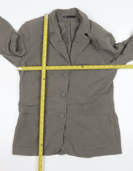 BHS Women’s Grey Linen Blend Blazer Jacket Size 12 Single Breasted
