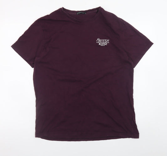 Friend or Faux Men's Purple Graphic Print Crew Neck T-Shirt XL