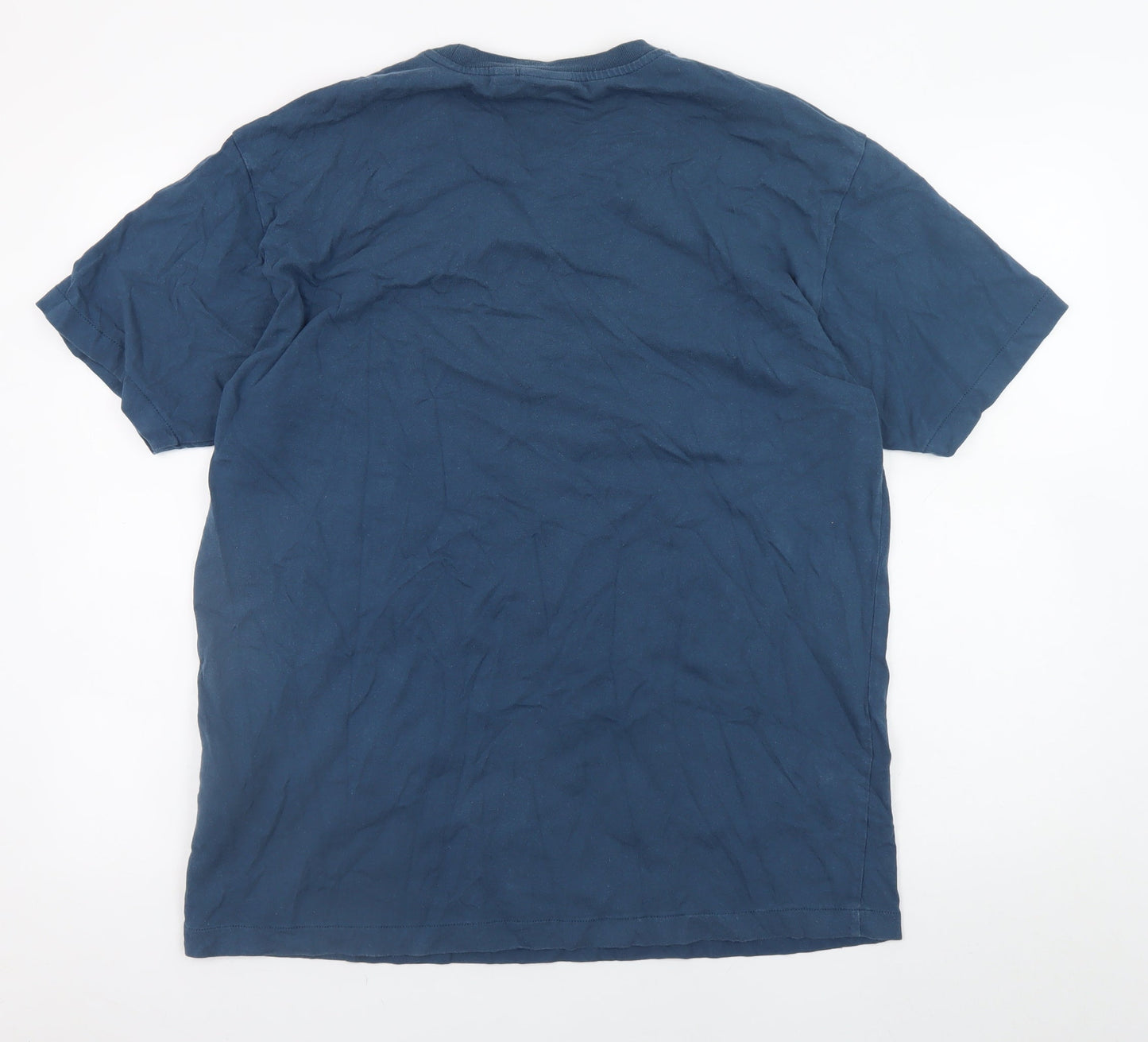 Napapijri Men's Blue Cotton Crew Neck Logo T-Shirt Size L