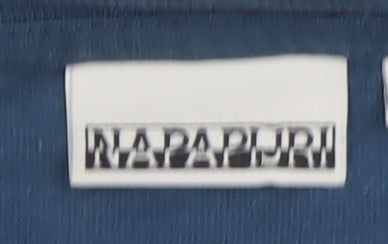 Napapijri Men's Blue Cotton Crew Neck Logo T-Shirt Size L