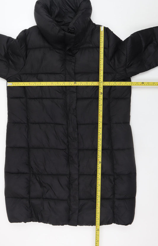 Amisu Women’s Black Long Puffer Coat Size 14 Winter Jacket