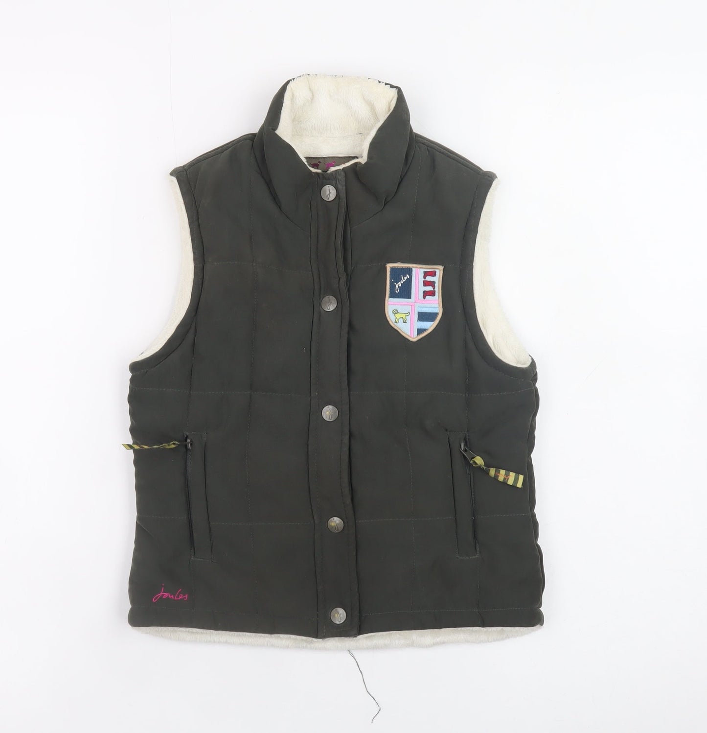 Joules Girls Green Quilted Waistcoat Gilet 4-5 Years Lined Padded Bodywarmer