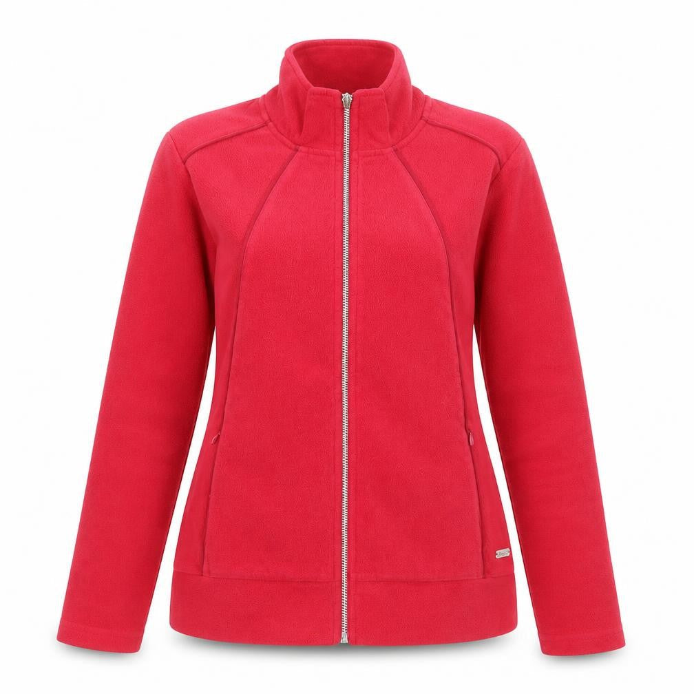 Front view of Maine New England Women's Red Fleece Full Zip Jacket, size 12