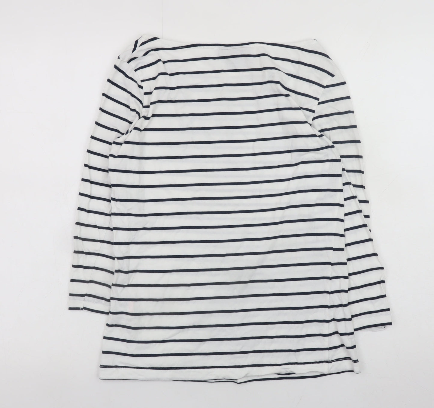 Titanic Belfast Women White Striped Nautical 3/4 Sleeve Cotton T-Shirt M