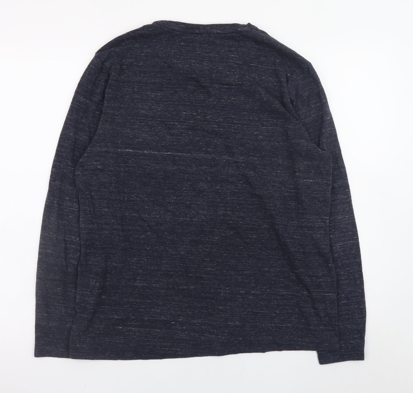 Common People Men's Blue Long Sleeve Crew Neck Cotton Blend T-Shirt M
