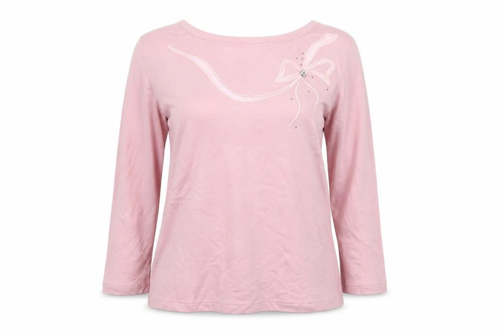 Marks and Spencer Women Pink 3/4 Sleeve Bow T-Shirt Size 10