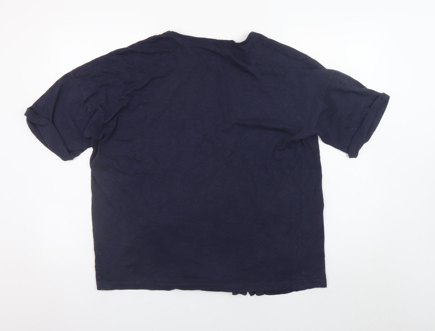 Topshop Women's Blue Cotton V-Neck Button-Up Jersey Top Size 12