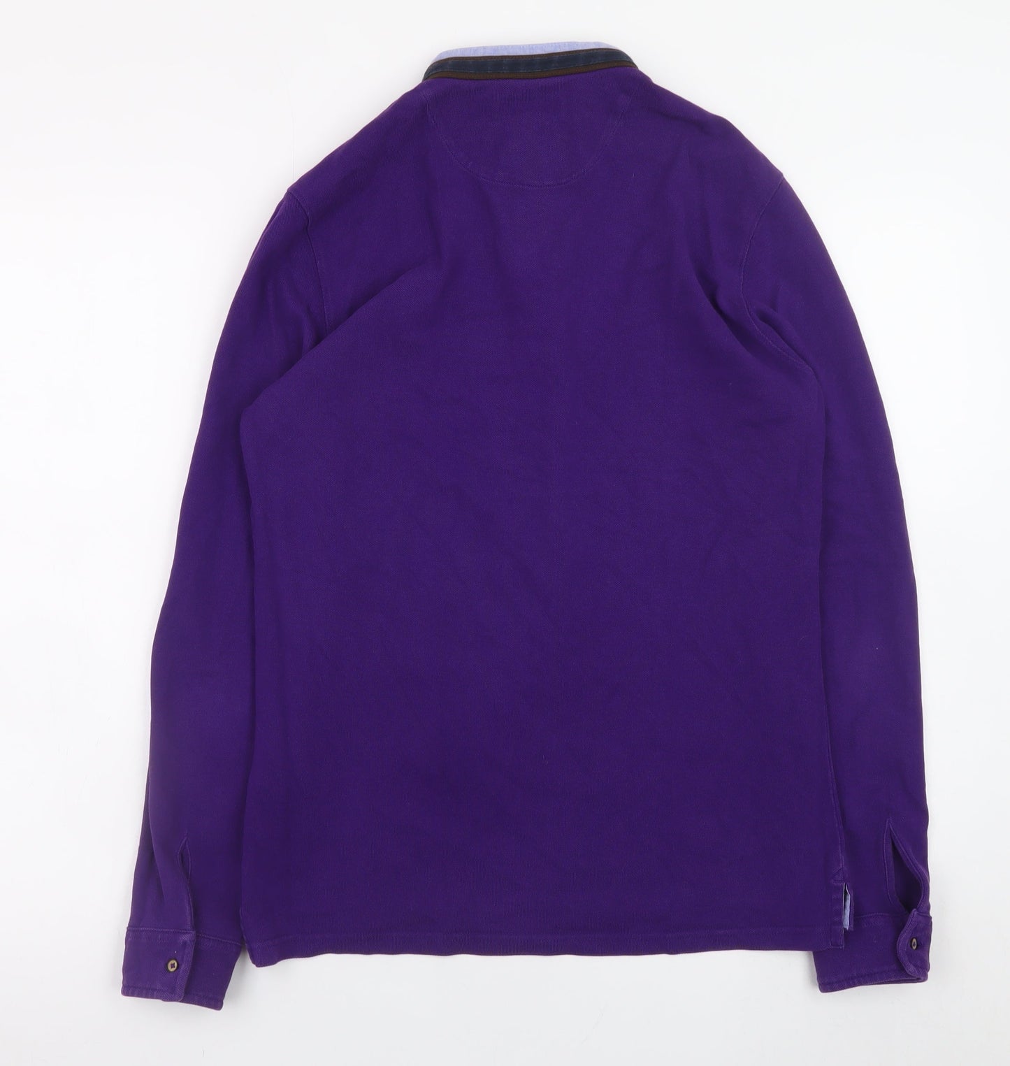 Massimo Dutti Men's Purple Cotton Long Sleeve Henley Shirt M